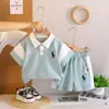 Conjunto de Verão para Meninos 2026 Novo Estilo Camisa Polo de Manga Curta de Verão para Meninos Jovens Conjunto Leve da Moda Infantil