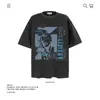 Camiseta de manga curta estampada com personagem de marca retrô americana de algodão pesado 250g, nova blusa solta de verão para homens e mulheres