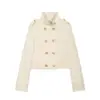 Roupas femininas europeias e americanas transfronteiriças ZA AliExpress item mais vendido nova moda jaqueta slim fit de manga longa de abotoamento duplo com gola alta