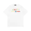 24SS Cross-border europeu e americano marca de moda amri paz pombo impresso casual camiseta de manga curta para homens e mulheres americano rua meia manga primavera t