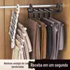 Cabide Dobrável para Calças, Cabide Multifuncional de Múltiplas Camadas para Calças Doméstico, Cabide Mágico para Calças Sem Marcas, Solução de Armazenamento para Guarda-Roupa