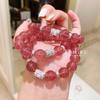 Pulseira de Cristal de Morango Pulseira de Cristal Rosa Feminina Flor de Pessegueiro Flor Flor Pulseira Natural Flor de Pessegueiro Contas de Transferência Presente para Namorada Amor