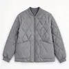 Otoño/Invierno 2026 Chaqueta de Algodón Acolchada Diamante con Cuello de Béisbol para Hombre Ligera Acolchada con Cremallera Ropa de Abrigo Casual Bolsillos Grandes Abrigo de Algodón Cálido