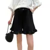 Calça para Gestantes 2025 Primavera e Verão Novo Casual Versátil Borda de Orelha Cintura Intercalada Cordão Shorts de Perna Larga Shorts para Gestantes