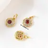 Chapado en cobre con oro real, incrustado con piedra solar dorada natural y granate, engaste de anillo multifacético, pulsera de cristal DIY, accesorios hechos a mano