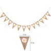 Feliz Cumpleaños Banderín de Arpillera Triángulo Guirnalda de Margarita Pequeña con Brillo Banner de Feliz Cumpleaños con Brillo