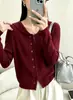 Cross2026 Otoño Nueva Llegada Estilo Coreano Cardigan de Punto con Cuello Marino para Mujer Manga Larga Botones Cremallera Suéter de Temperamento que Reduce la Edad