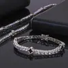 Estilo Hip-Hop Europeu e Americano Corrente de Tênis de Zircônia Prata S925 Acessórios de Prata Pura Pulseira de Trevo Esmaltada para Mulheres Joias Transfronteiriças Personalização