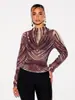 Top de malha multi-color com estampa de zebra, estilo high street europeu e americano, para mulheres, com gola alta pequena, corte justo, comprimento curto, adequado para usar em camadas