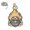 Plata de Ley S925 Estilo Nuevo Personalizado Retro Tendencia China Estilo Étnico Doble Cara Tallado Tridimensional Amarillo Dios de la Riqueza Colgante Collar para Hombres