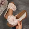 Sandalias de cuña de suela gruesa de talla grande para comercio exterior, nuevo modelo 2026, de una tira trenzada, moda europea y americana, versátiles, de punta abierta para mujer