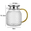 Tetera de vidrio martillado estilo japonés, resistente a altas temperaturas, tetera de gran capacidad para té frío, tetera floral para uso doméstico para infusión en frío