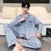Pijama de Otoño para Hombre, Cárdigan de Manga Larga 100% Algodón, Cómodo Conjunto Casual de Primavera y Otoño para Hombre, Talla Grande, Holgado, Ropa de Casa