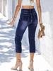 Jeans de Moda Versátiles Europeos y Americanos Populares para Mujer, Elásticos, con Borde de Piel, de Ocho Puntos, Transfronterizos
