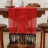 Caminho de Mesa de Renda com um Toque de Luxo Leve Vintage de Alto Padrão, Mesa de Jantar Decorativa Novo Estilo Crochet com Franjas Estilo Americano Natal Fronteiriço
