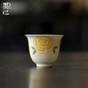 Taza de Té de Cerámica Rosa Amarilla Pintada a Mano Taza Individual de Té Pequeña para el Hogar Taza Pequeña Juego de Té Kung Fu Taza de Degustación