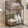 Estante de Almacenamiento para Baño, Baño, Inodoro, Balcón, Gabinete de Almacenamiento Lateral para Lavadora, Estante Móvil de Múltiples Niveles para Almacenamiento de Detergente para Ropa