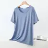 Nueva camiseta de verano para mujer, modelo modal, cuello redondo, talla grande, manga corta, camisa base casual holgada