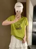 Top Casual Versátil de Algodón con Textura de Copo de Nieve para Mujer, Manga Corta, Manga Enrollable, Ropa para Mujer Shisanxing al por Mayor en Stock