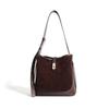 Nuevo Bolso de Hombro de Ante de Piel de Vaca en Color Contrastante, Simple para Ir al Trabajo, Gran Capacidad, Cuero Genuino, Bolso Cruzado de Diseño Nicho Moderno