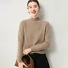 Suéter de Cachemir 100% Puro Sin Costuras para Mujer Cuello Medio Alto Punto de Otoño Invierno Suave Pegajoso Versátil Jersey de Punto Capa Base