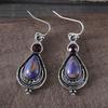Aretes colgantes de gota de agua de topacio púrpura incrustado personalizado de estilo europeo, exquisita moda antigua, creativos