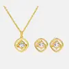 Conjunto de Joyería Minimalista de Moda Europea y Americana para Mujer, Colgante Cuadrado de Zircón, Cadena para Clavícula, Venta Directa de una Pieza, En Stock de Fábrica, Transfronterizo