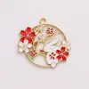 Aleación Aceite Goteante Flor de Ciruelo Flor de Cinco Pétalos Gatito Conejo Guirnalda Pendientes de Coche Llavero Artesanías Accesorios Hechos a Mano
