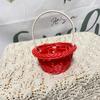 Cesto de Flores Redondo Simples de Vime Sintético Trançado para Mão Cesto Tecido à Mão Flores Floricultura Arranjo Floral Cesto de Flores Cesto Decorativo de Armazenamento