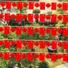 Decorações para o Dia Nacional, bandeirinhas chinesas em corda, bandeiras de pendurar, decorações de loja externa para o Dia Nacional, arranjos de atmosfera e cenário, bandeira vermelha de cinco estrelas