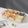 Plato de Frutas Dividido Caja de Dulces Plástico Estilo Crema A Prueba de Polvo con Tapa y Bandeja Sala de Estar Mesa de Centro Exhibición Bocadillos Plato de Fruta Seca
