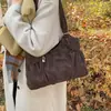 Bolsa de Ombro Única Estilo Coreano Outono Inverno Estilo Preguiçoso Bolsa Tote Fosca de Grande Capacidade Bolsa de Mão Plissada Nicho Feminino