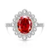 Transmisión en vivo súper ventas anillo de flor de hielo de gema de color anillo de huevo de paloma cortado chapado en oro real incrustado con diamante de alto carbono anillo de dedo con forma de huevo dropshipping