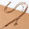 Pingente DIY Tecido à Mão Cordão de Couro Ajustável Pingente Masculino Pingente de Jade Pingente de Jade Cordão para Clavícula Corrente de Suéter Feminino