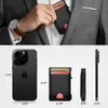 Portatarjetas de Metal de Empuje Lateral de Gran Capacidad, Cartera Multifuncional Magnética con Tapa abatible, Estuche para Tarjetas de Negocios para Hombre Antirrobo RFID