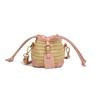 Bolso Mini Cruzado de Moda de Alta Gama Estilo Europeo y Americano Paja Cordón para Niños Pequeño Bolso Balde Shumai Bolso de Mano