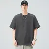 Ropa para Hombre Fengshe / Camiseta de Manga Corta de Peso Pesado 300g para Hombre, Retro Americano Cuello Redondo Ajuste Holgado Manga Media Casual