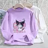 Roupa Térmica Interna para Meninas, Tamanhos Médio e Grande para Crianças, Nova Camisa Térmica de Veludo Outono e Inverno, Tops de Camiseta de Manga Longa para Crianças, Roupas para Crianças