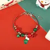Nova Pulseira de Sino de Rena de Natal Esmalte Desenho Animado Ajustável Papai Noel Bengala Doce Corda de Mão Pulseira Feminina