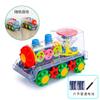 Locomotiva rotativa com engrenagem transparente luzes multicoloridas música presente de aniversário infantil carro de brinquedo elétrico universal atacado