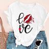 Primavera y verano estación independiente top de mujer camisa base de labio lindo talla grande para mujer top con letras para mujer camiseta