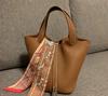 Versión Alta Paquete Completo Piel de Vaca de Capa Superior Bolso Cesta de Verduras de Moda Bolso Cubo Versátil Bolso de Mano Simple de Cuero Genuino para Mujer