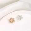 Cuentas espaciadoras de copo de nieve con agujero pasante, incrustadas con circonita, chapadas en oro de 14k que conserva el color, cristal, pulsera de perlas hecha a mano para DIY, accesorios de joyería para abalorios