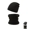 Sombrero para Hombre Otoño e Invierno Lana Sombrero Bufanda Traje Cálido de Dos Piezas Puntada Cálida Cuadros Gorro de Pelo Transfronterizo