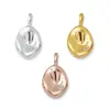Plata Esterlina S925 Chapado en Oro Ins Colgante Oval Irregular Brillante para Pulsera de Cristal DIY Collar Cadena para Clavícula Colgante