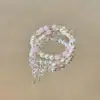 Pulseira Lua Branca Atraindo Flor de Pessegueiro Estilo Antigo Fresca e Elegante com Contas Brancas para Mulheres, Pulseira Sino de Nicho, Pulseira Fresca e Simples