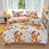 Conjunto de cuatro piezas de cachemira para planta, estilo nórdico, juego de tres piezas de sábana cepillada agradable al tacto, juego de ropa de cama, funda de edredón para dormitorio de estudiante