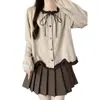 Camisa Regular de Manga Larga con Cuello Volante Estilo Coreano Personalizada para Mujer 2026 Otoño Nuevo Talla Grande Chicas Gorditas Top Reductor de Edad Súper