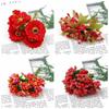 Flores Artificiales Rojas de Espuma con Accesorios de Frutas de un Solo Lado, Cabezas de Flores Hechas a Mano para DIY, Materiales para Decoración Festiva de Fiestas al por Mayor