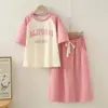 Traje de falda para niña verano nuevo estilo occidental niños medianos y grandes niñas estilo coreano moderno camiseta de manga corta falda traje de dos piezas